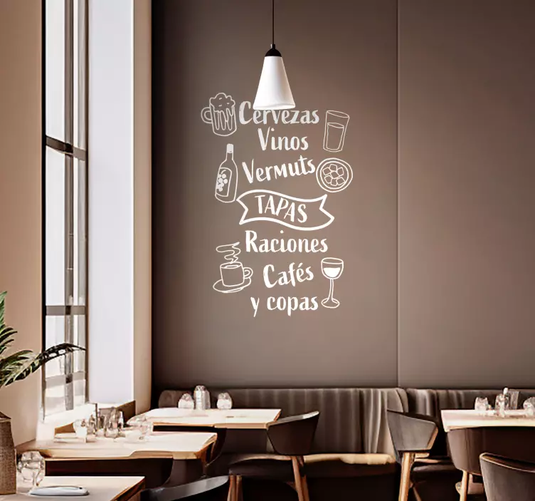 Vinilo pared variedad de bebidas y comidas - TenVinilo