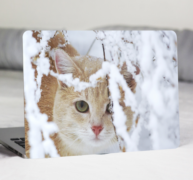 Vinilo para portátil cara de gato nevado - TenVinilo