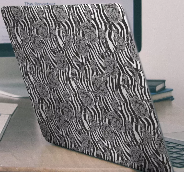 Vinilo para portátil patrón floral de cebra - TenVinilo