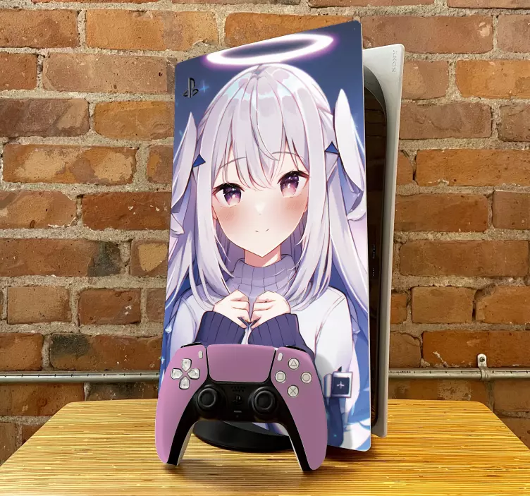 Vinilo para PS5 chica anime morada - TenVinilo