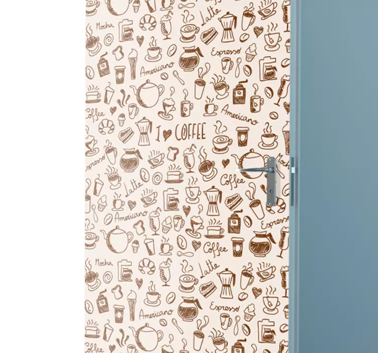 Vinilo para puerta dibujos café - TenVinilo