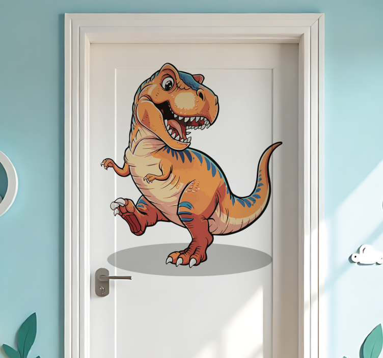 Vinilo para puerta dinosaurio para habitación infantil - TenVinilo