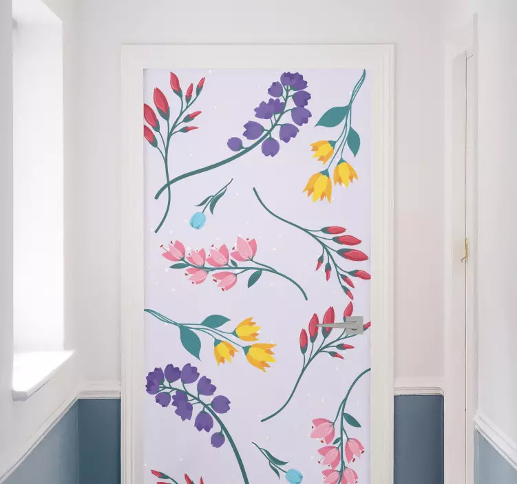Vinilo para puerta diseño floral colorido - TenVinilo
