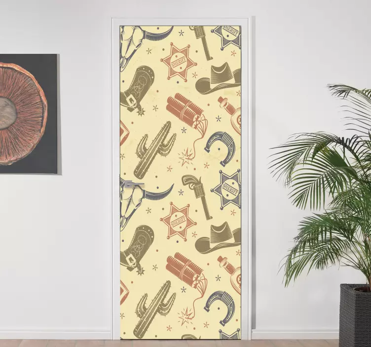 Vinilo para puerta elementos del oeste - TenVinilo