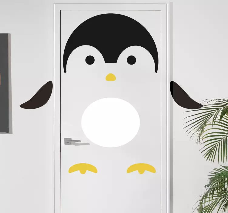 Vinilo para puerta lindo personaje de pingüino - TenVinilo