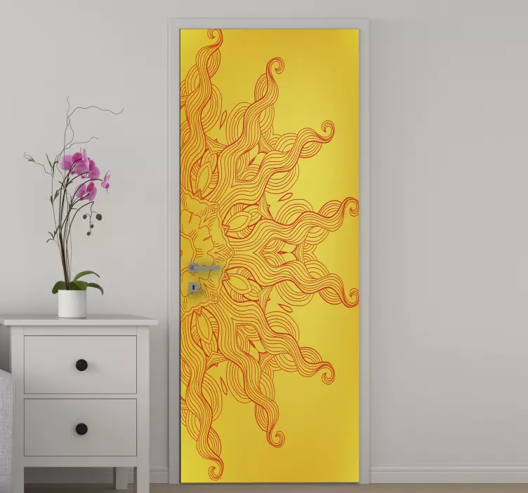 Vinilo para puerta patrón radiante de sol - TenVinilo