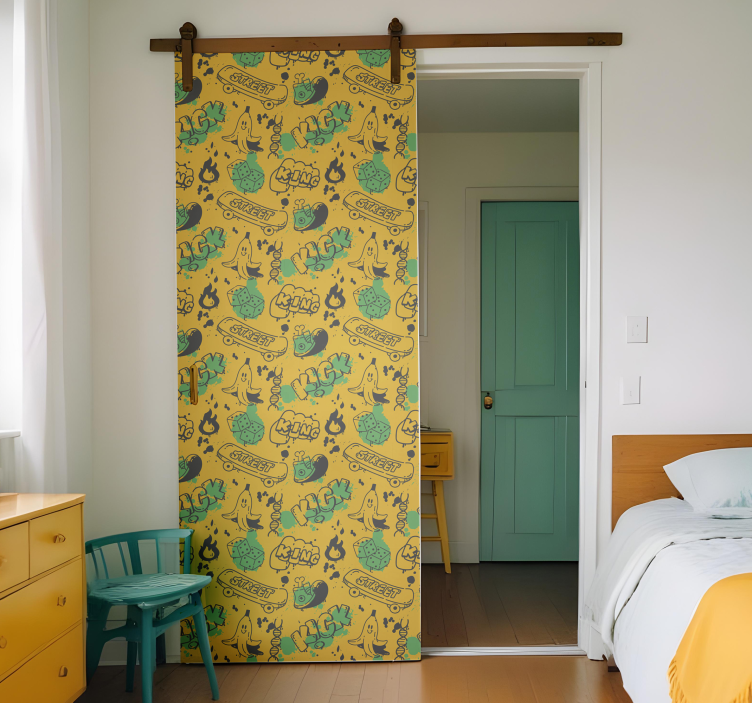 Vinilo para puerta patrón urbano - TenVinilo