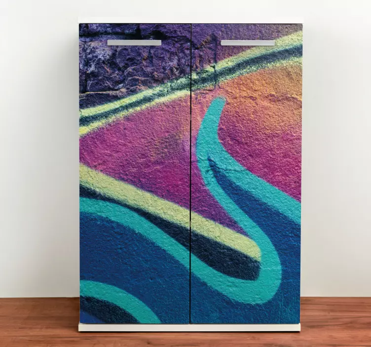 Vinilo para mueble diseño de ondas coloridas - TenVinilo