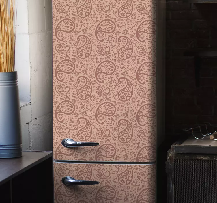 Vinilo para neveras patrón rosa paisley - TenVinilo