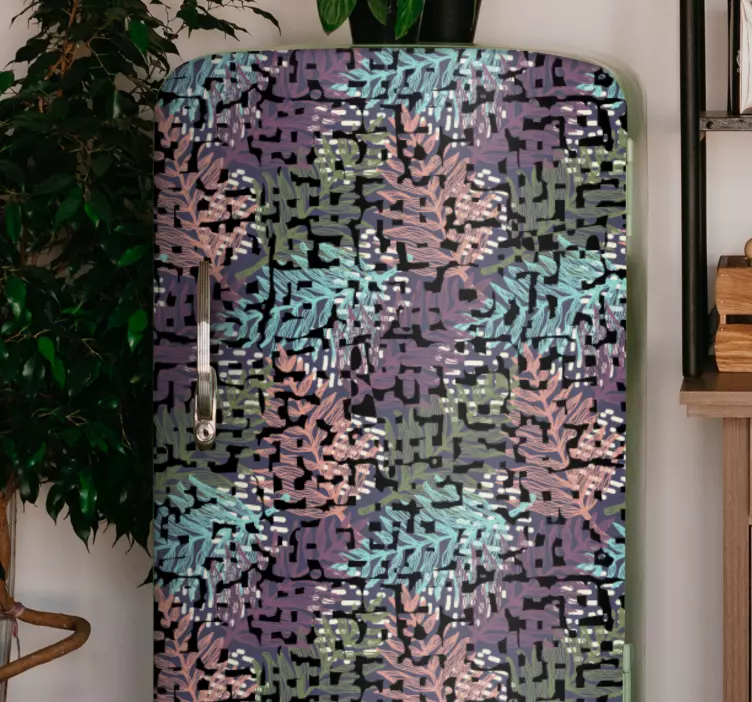 Vinilo para refrigerador patrones de hojas florales - TenVinilo