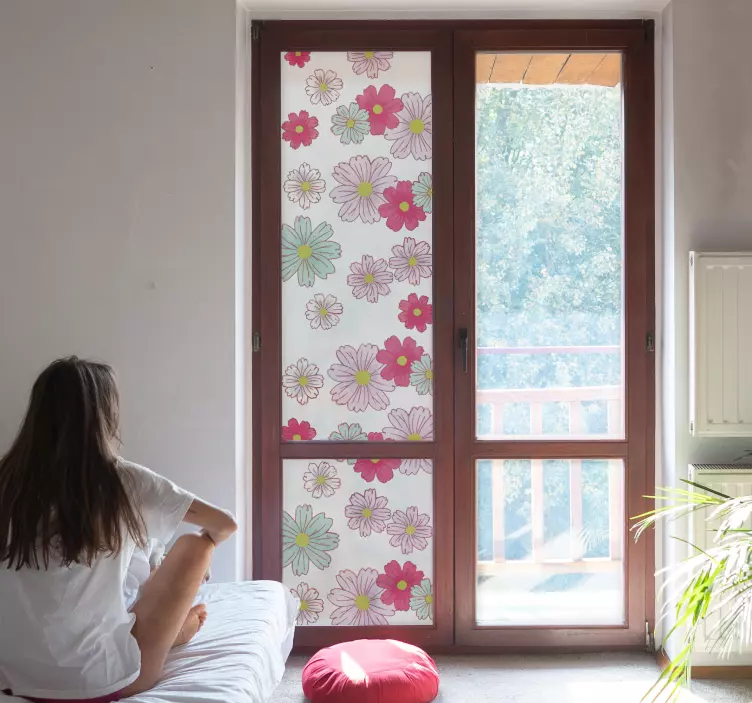 Adhesivo para vidrio ventana floral - TenVinilo