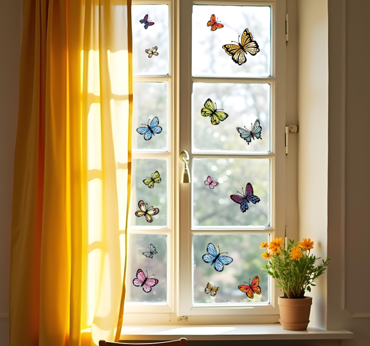 Vinilo para ventana mariposas de colores - TenVinilo