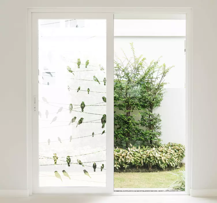 Vinilo para ventana pájaros en cables - TenVinilo