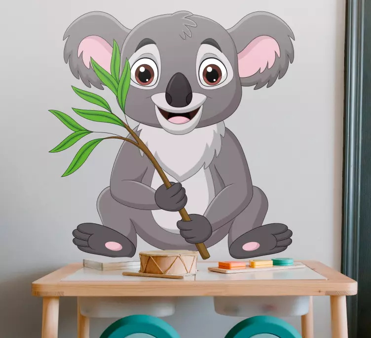 Vinilo decorativo animal Feliz caricatura koala sentado - TenVinilo