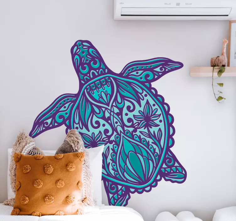 Vinilo decorativo animal Turle decorativo en estilo mandala. - TenVinilo