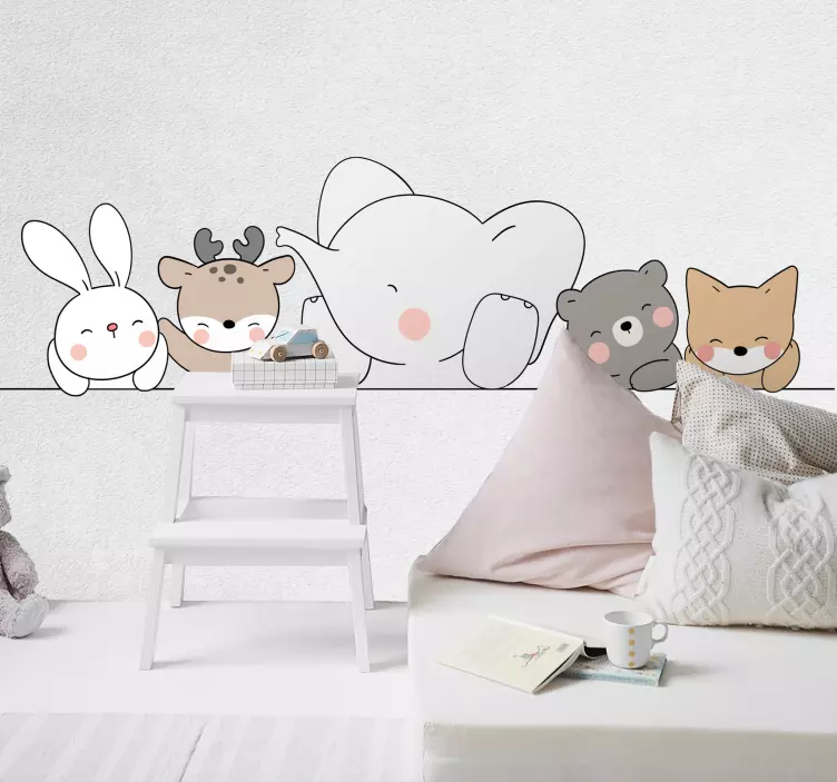 Vinilo bebé animales nórdicos felices - TenVinilo