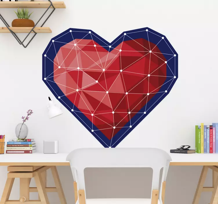 Vinilo pared corazón geométrico origami - TenVinilo
