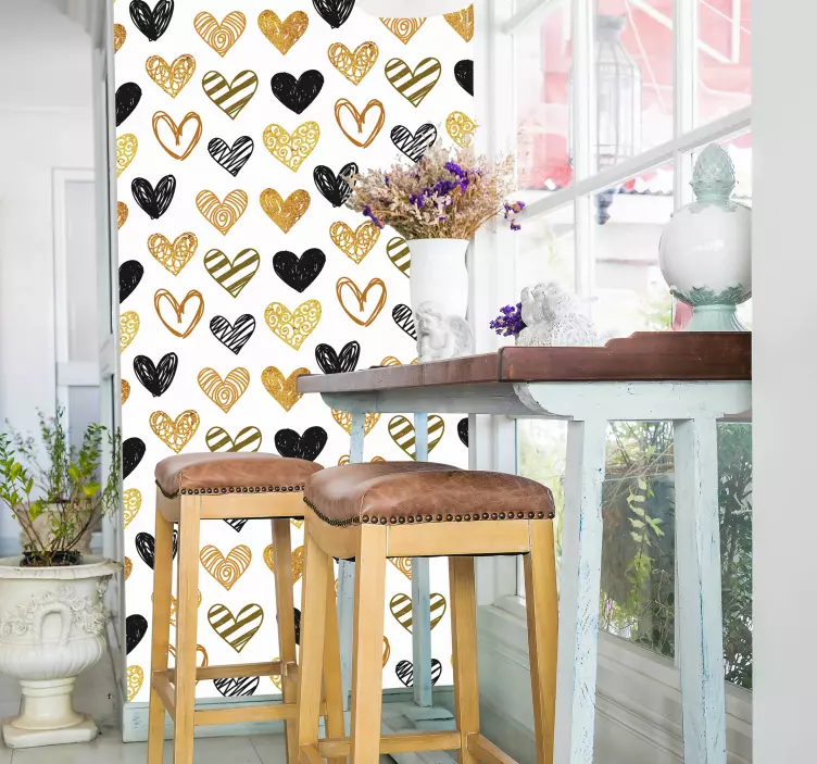 Vinilo pared Corazones patrón - TenVinilo