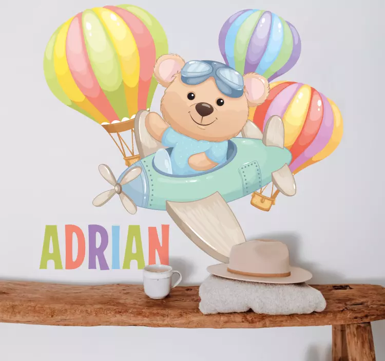 Vinilo infantil aventura del oso piloto - TenVinilo