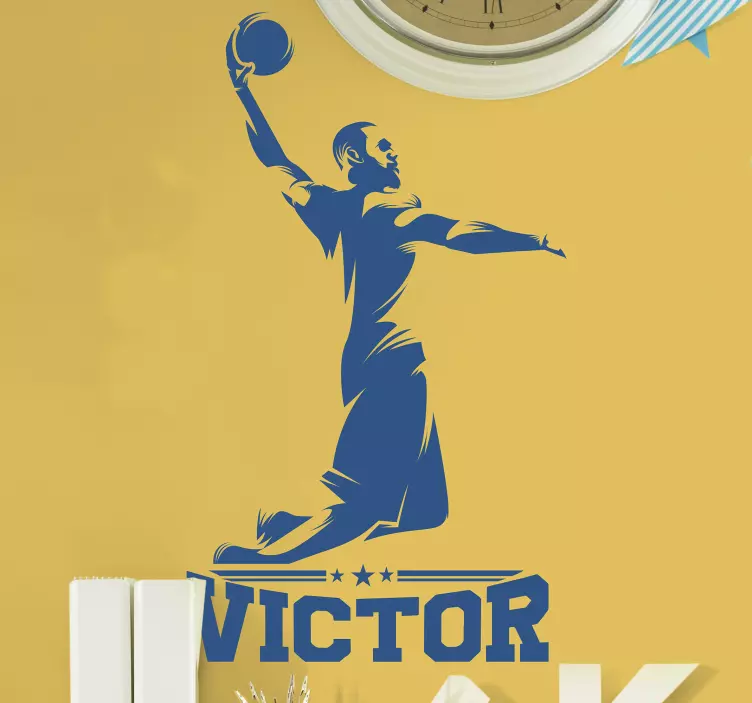 Vinilo baloncesto  pared jugador de baloncesto con nombre - TenVinilo