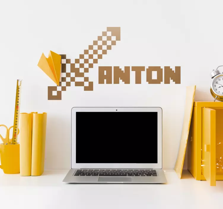 Vinilo gamer Minecraft con nombre - TenVinilo