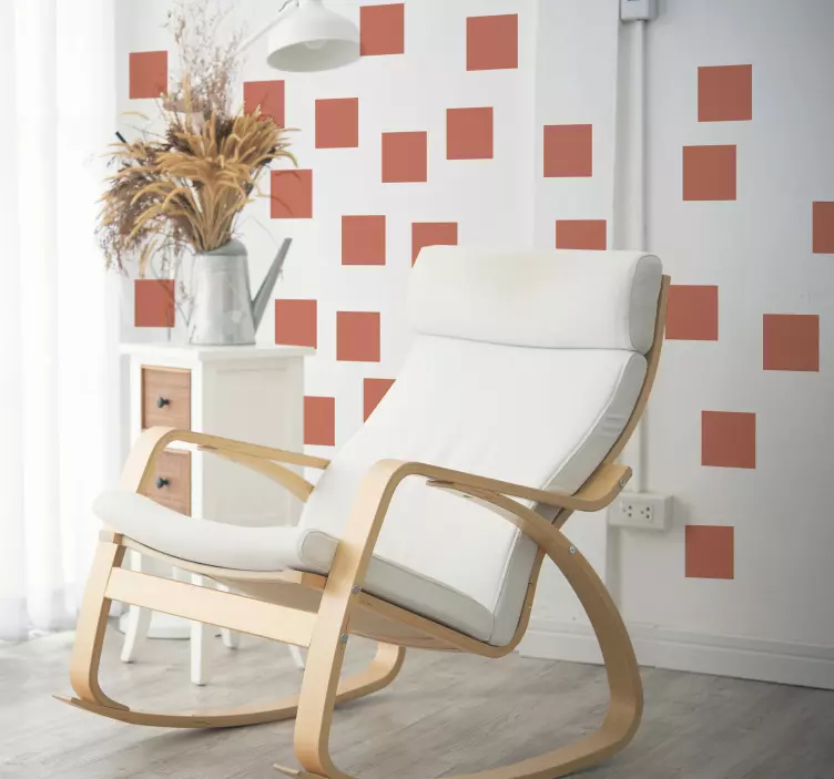 Vinilo pared set de cuadrados living coral - TenVinilo