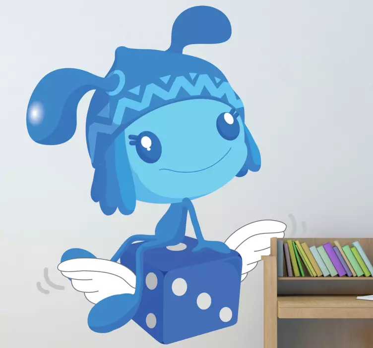 Vinilo peluche personaje azul juguetón - TenVinilo