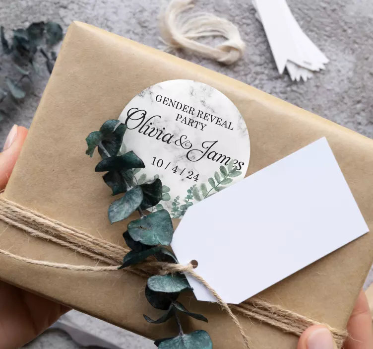 Vinilo personalizable fiesta revelación género mármol - TenVinilo