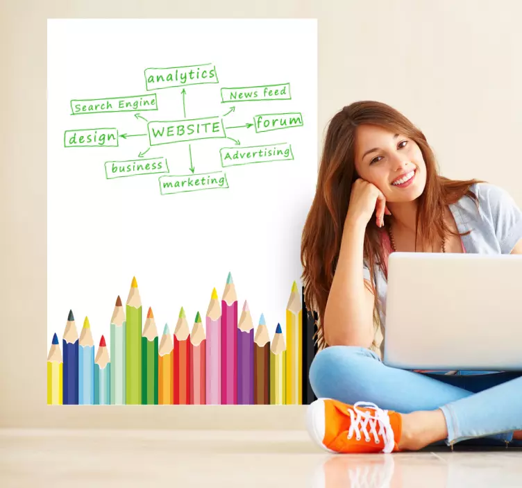 Vinilo pizarra vileda lápices de color - TenVinilo