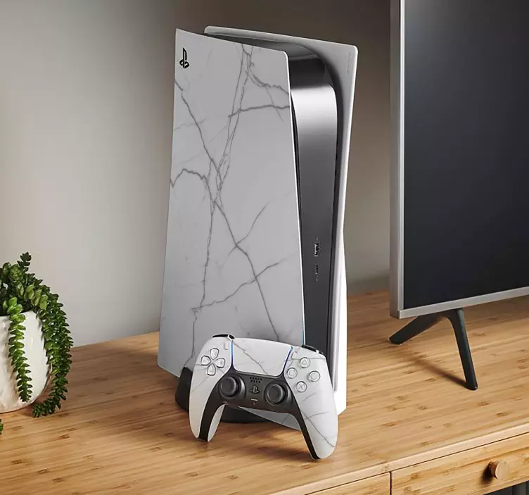 Skin PS5 de mármol blanco - TenVinilo