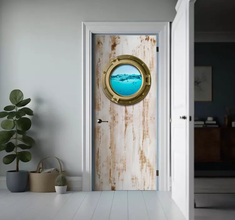 Vinilo puerta ventana de barco textura antigua - TenVinilo