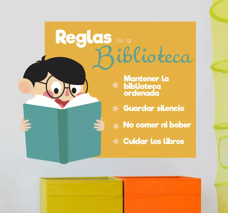 Vinilo reglas de la biblioteca escolar - TenVinilo