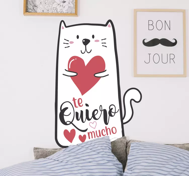 Vinilo te quiero con gatos - TenVinilo