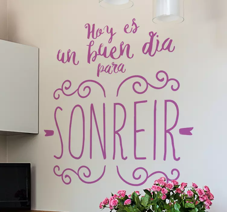 Vinilo texto un buen día para sonreír - TenVinilo