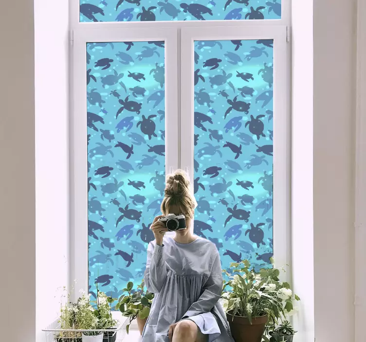 Vinilo para cristal ventana tortugas nadando - TenVinilo