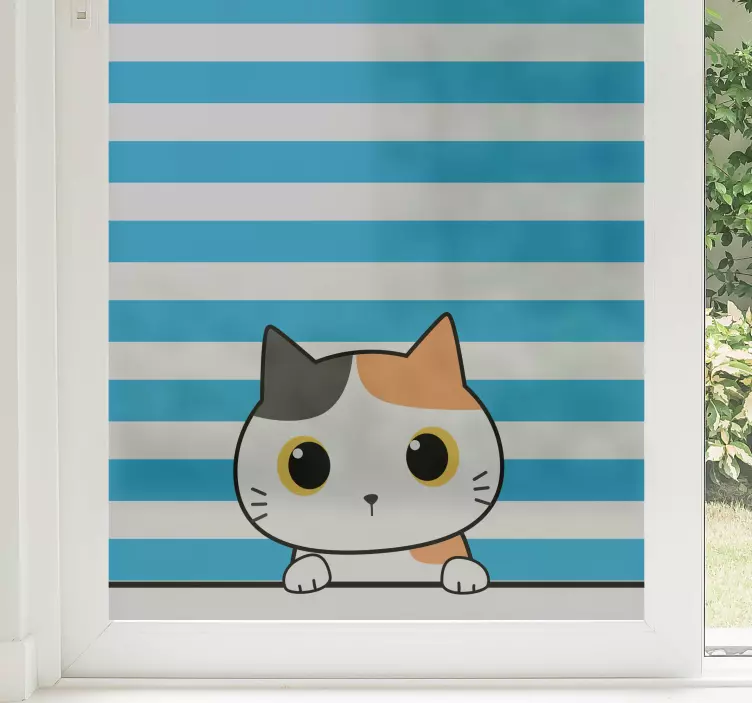 Vinilo para ventana con gato que mira - TenVinilo