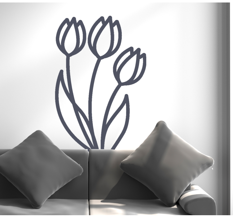 Vinilo para cristales Linda línea de diseño de tulipanes - TenVinilo