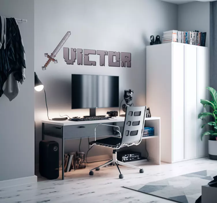 Pegatina videojuego espada de píxeles - TenVinilo