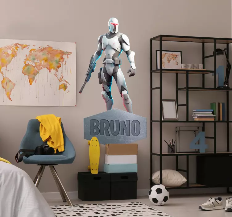 Vinilo videojuego guerrero cibernético y nombre - TenVinilo