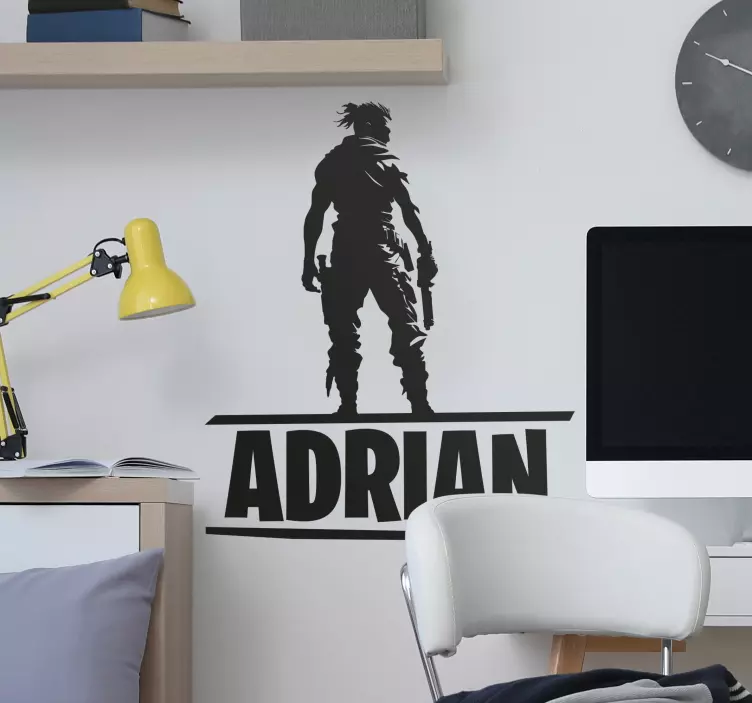 Vinilo videojuego personaje batalla con nombre - TenVinilo