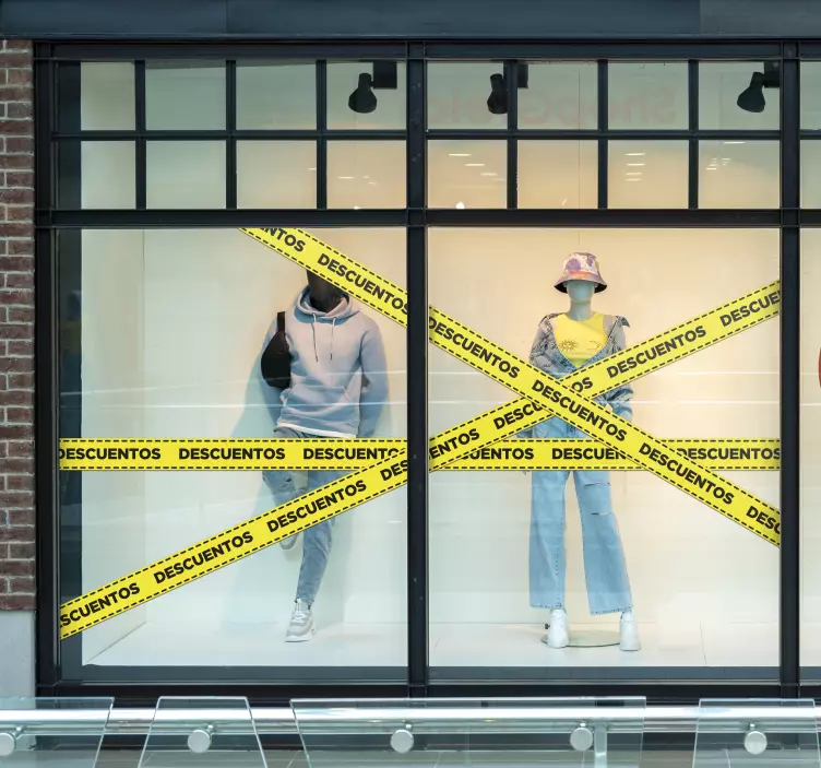 Vinilo vitrina Descuentos banda amarilla - TenVinilo