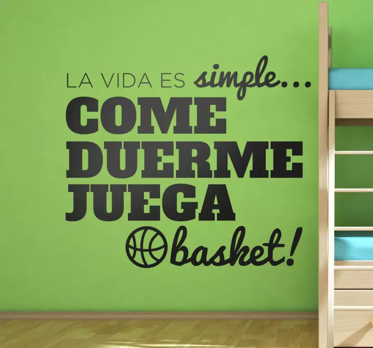 Vinilos de baloncesto la vida es simple - TenVinilo