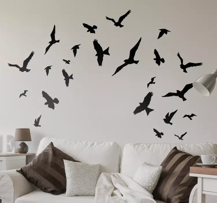 Vinilo para pared living pájaros - TenVinilo