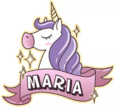 Vinilo infantil con nombre unicornio y estrellas - TenVinilo