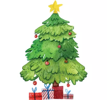 Vinilo decorativo Navidad árbol y regalos - TenVinilo
