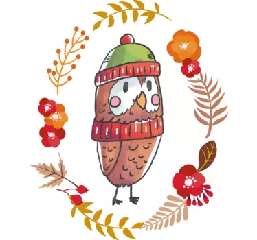 Vinilo habitación infantil búho otoño - TenVinilo
