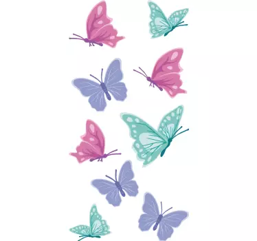 Vinilo de mariposas coloridas en tonos pastel - TenVinilo