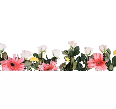 Cenefa decorativa de pared para cocina de flores  - TenVinilo