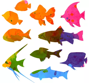 Vinilo habitación infantil peces de colores - TenVinilo