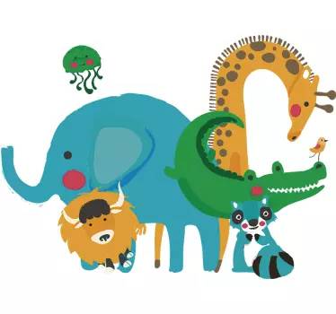 Vinilo adhesivo para puerta animales de la selva - TenVinilo
